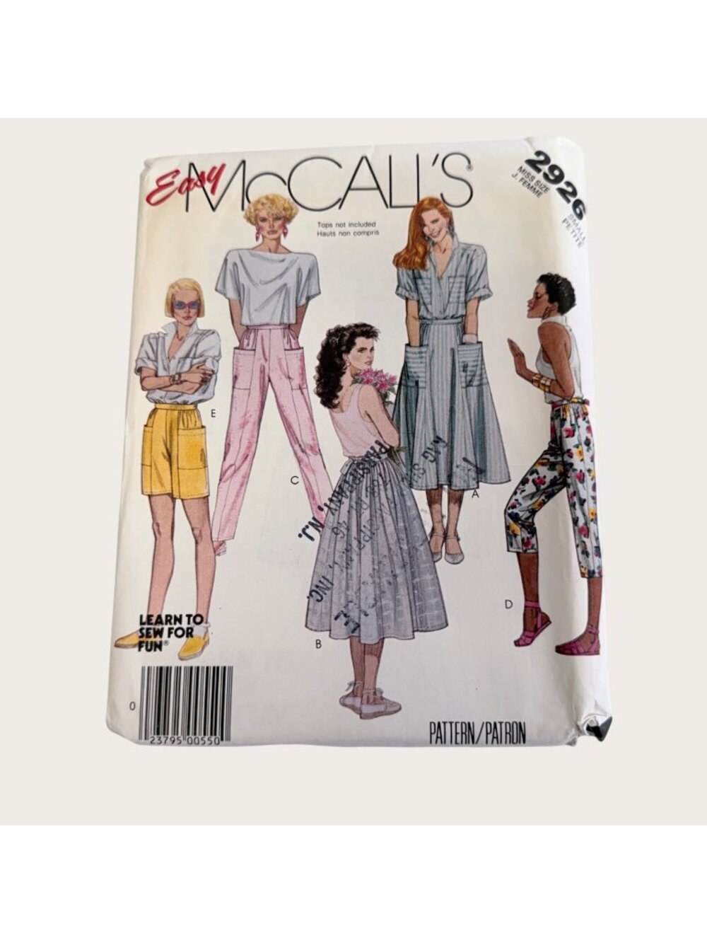 Vintage 1980s McCalls Sewing Pattern 2926 Misses Skirt Pants Shorts Size Small